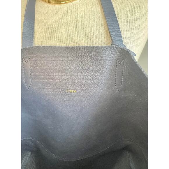 J. Crew Downing Leather Blue Tote Bucket Bag - Picture 7 of 10